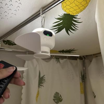 吊挂式风扇床上带遥控电风扇学生宿舍小型静音USB充电小夜灯吊扇