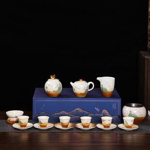 粗陶茶具茶杯茶壶礼品家用办公 柴烧茶具套组手绘茶具功夫茶具套装