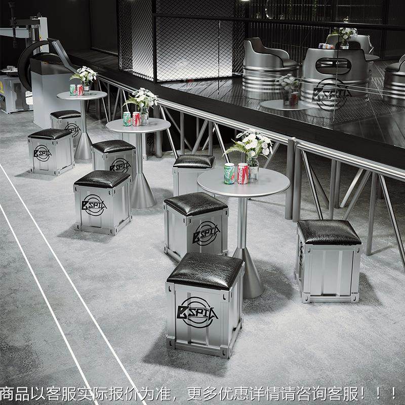 工业风店茶铁艺桌椅组合音圆桌桶椅乐餐奶吧桌椅咖啡厅酒吧组商用,住宅家具,餐桌+餐椅,淘宝优惠券,粉丝福利购,淘宝优惠卷