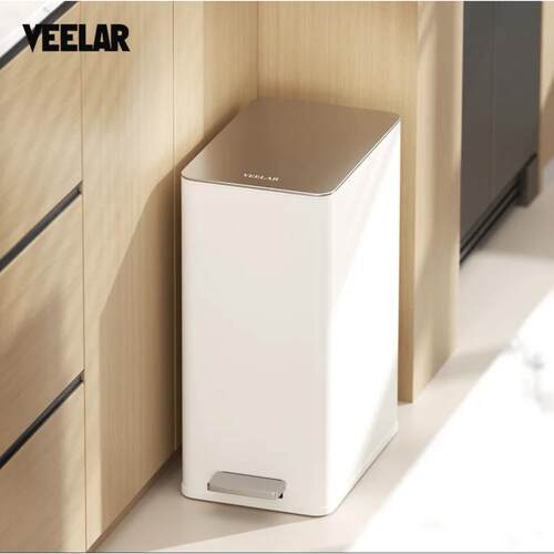 VEELAR全新R2024新款家用高颜值不锈钢脚踏垃圾桶窄缝客厅厨房