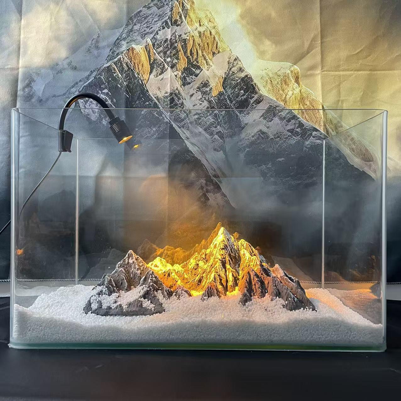 鱼缸造景青龙石雪山景观小山峰适溪流缸日照金山系列素材生态石头图片