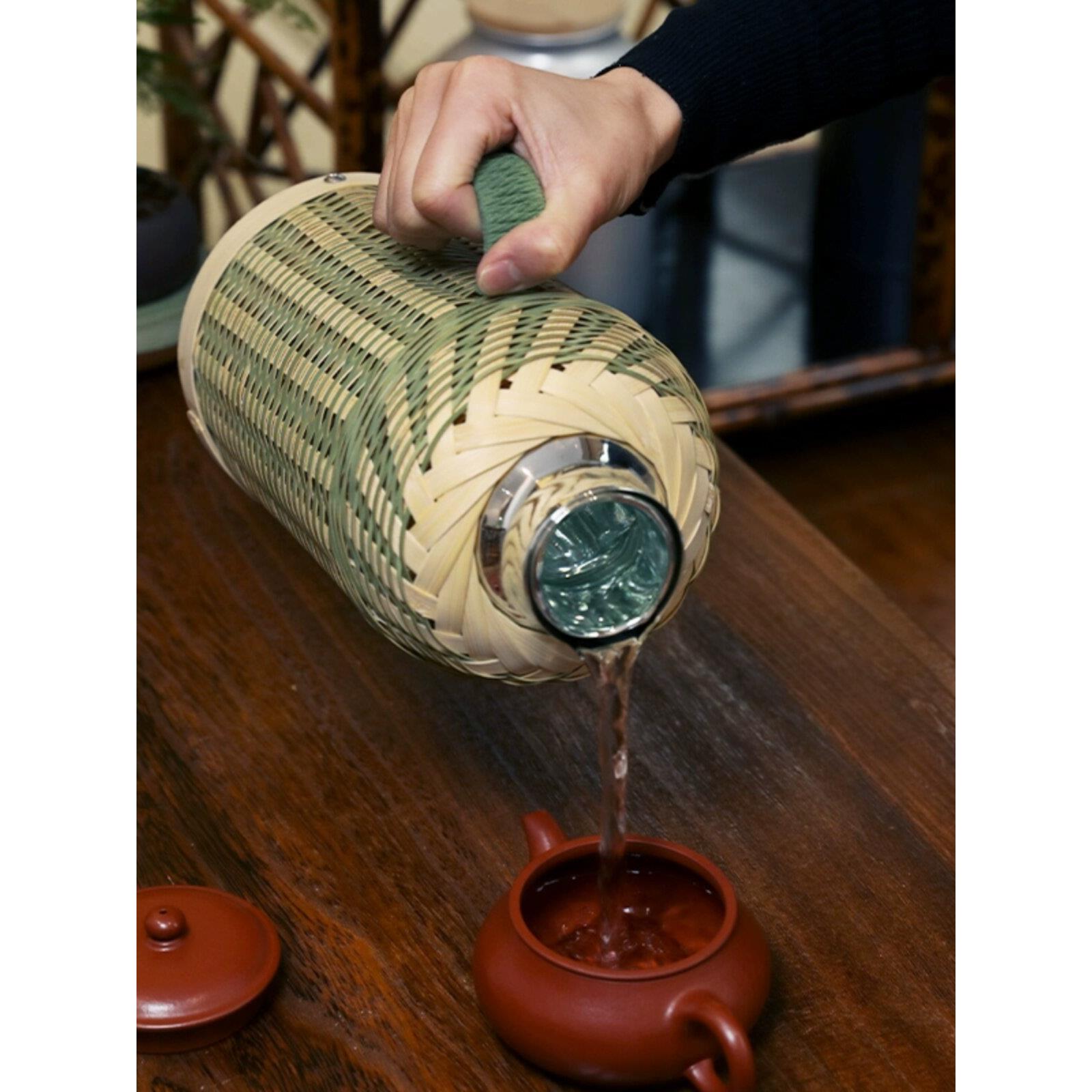 精品手工竹编热水瓶 热水壶 保温 玻璃内胆 开水瓶焖茶 电壶 保青