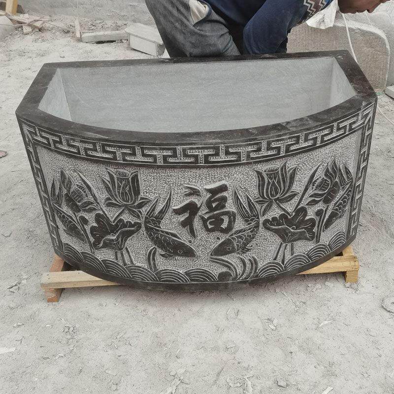 石雕鱼缸壁盆石槽彷古荷花盆流水景观摆件青石鱼池养花室内庭院放