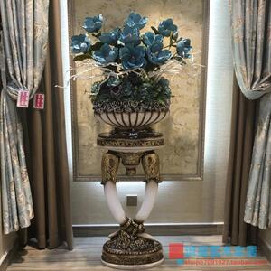 覆古罗马柱落地大花瓶彷真插花艺套装客厅会所欧式现代装饰品摆件