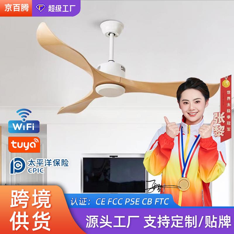 北欧简约现代风扇灯餐厅客厅大风变频风扇吊灯家用LED现代吊扇灯