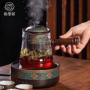 耐热玻璃蒸汽煮茶壶小型家用自动侧把烧水壶 复古电陶炉煮茶器套装