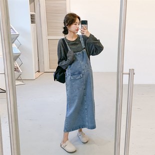 活力潮妈过膝长版 孕妇装 甜酷少女风随性休闲韩版 洋装 抱婴袋裙 秋季