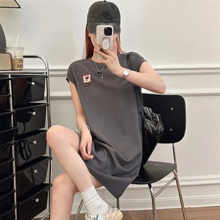 哺乳衣外出夏季 喂奶衣哺乳连衣裙小个子 T恤裙卡通刺绣减龄辣妈J款