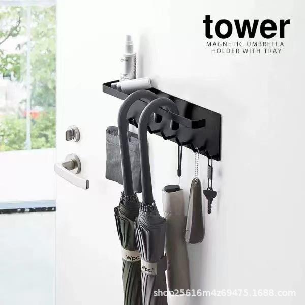 北欧家用入户免打孔雨伞架无痕磁吸门后钥匙门口挂钩置物收纳架