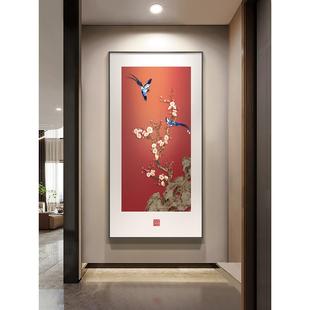 喜气盈门玄关装饰画新中式入户正对门挂画红色寓意好走廊过道壁画