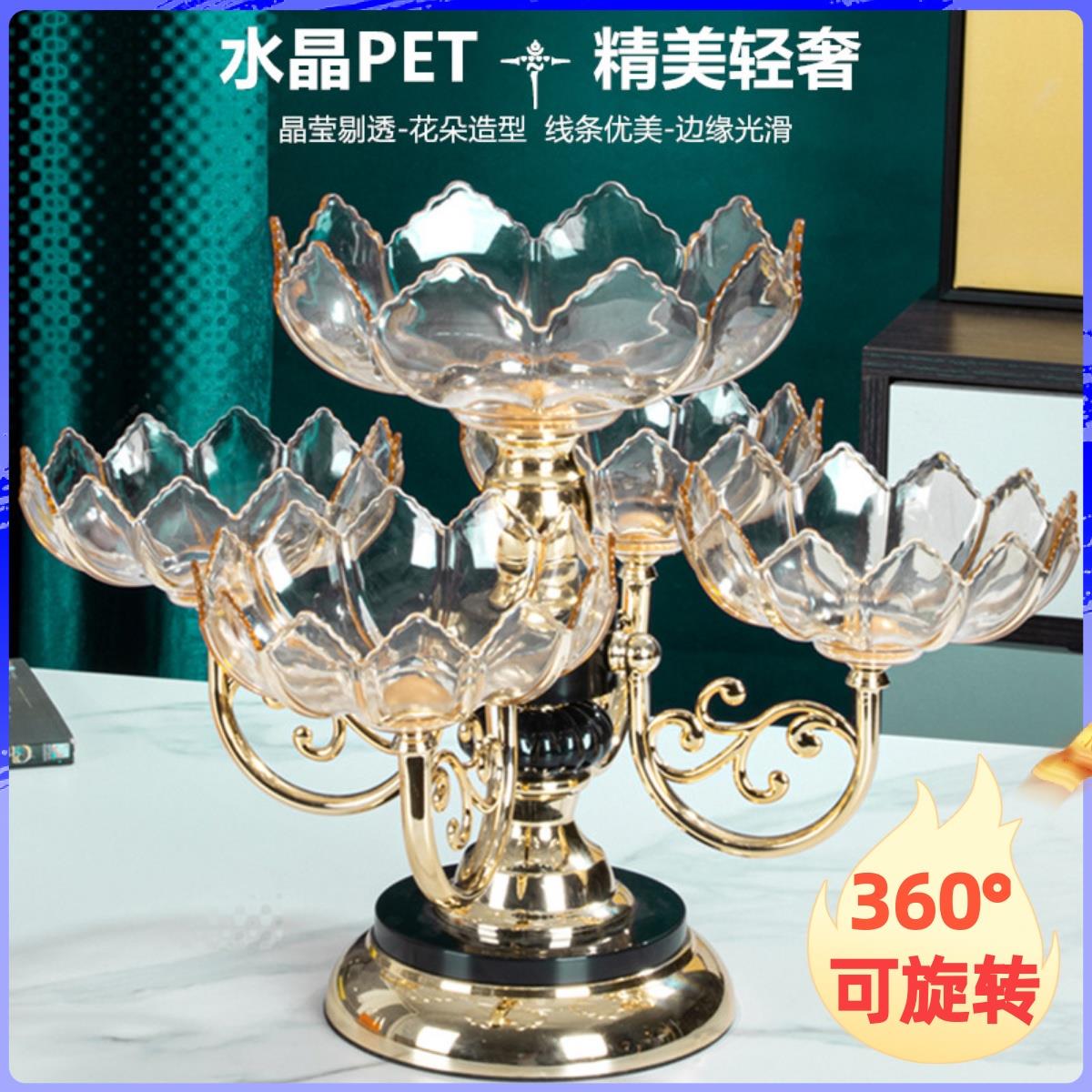 2024新款干果水果盘家用客厅茶几糖果欧式多层水晶果盘高档轻奢风
