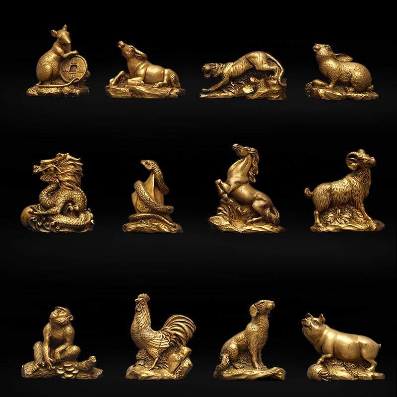 黄铜十二生肖摆件12生肖鼠牛虎兔龙蛇马羊猴鸡狗猪铜工艺礼品摆饰,家居饰品,装饰摆件,淘宝优惠券,粉丝福利购,淘宝优惠卷