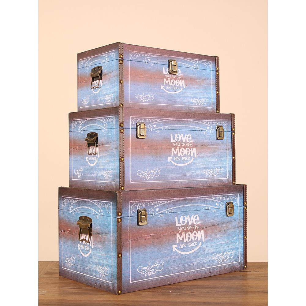 欧洲覆古装饰木盒收纳收纳盒老式皮革盒展示摄影道具杂项收纳盒