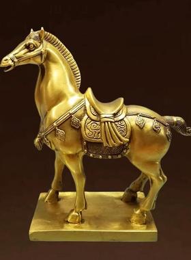 全铜马摆件家居客厅玄关电视柜书桌办公室装饰品铜马唐马工艺品