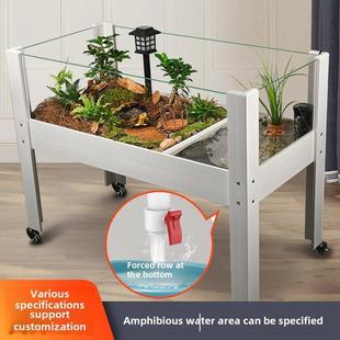 黄缘龟专用缸大型半水龟饲养箱生态造景安缘龟缸带排水乌龟水陆缸