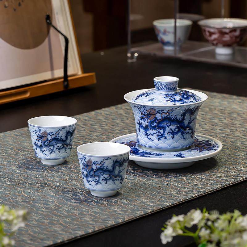 景德镇陶瓷青花龙纹主人杯茶杯家用中式会客单杯手绘品茗杯茶盏,餐饮具,茶杯,淘宝优惠券,粉丝福利购,淘宝优惠卷