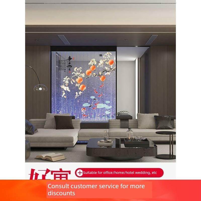 大型亚克力屏风水幕墙流水气泡墙创意鱼缸玄关隔断可定制发光客厅