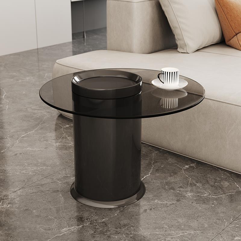 幕欧意式极简沙发玻璃边几轻奢高级感家用客厅小户型阳台茶玻茶桌