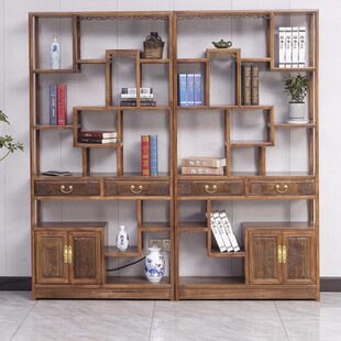 新中式新款多宝阁实木非洲菠萝格木博古架中式隔断玄关仿红木家具