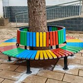 围树凳公园椅户外阳台实木塑木长椅座椅长凳树池园形防腐木树围椅