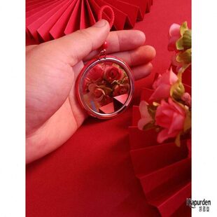 结婚小镜子随身小圆镜压腰照妖镜新娘镜出嫁挂脖红色陪嫁一对专