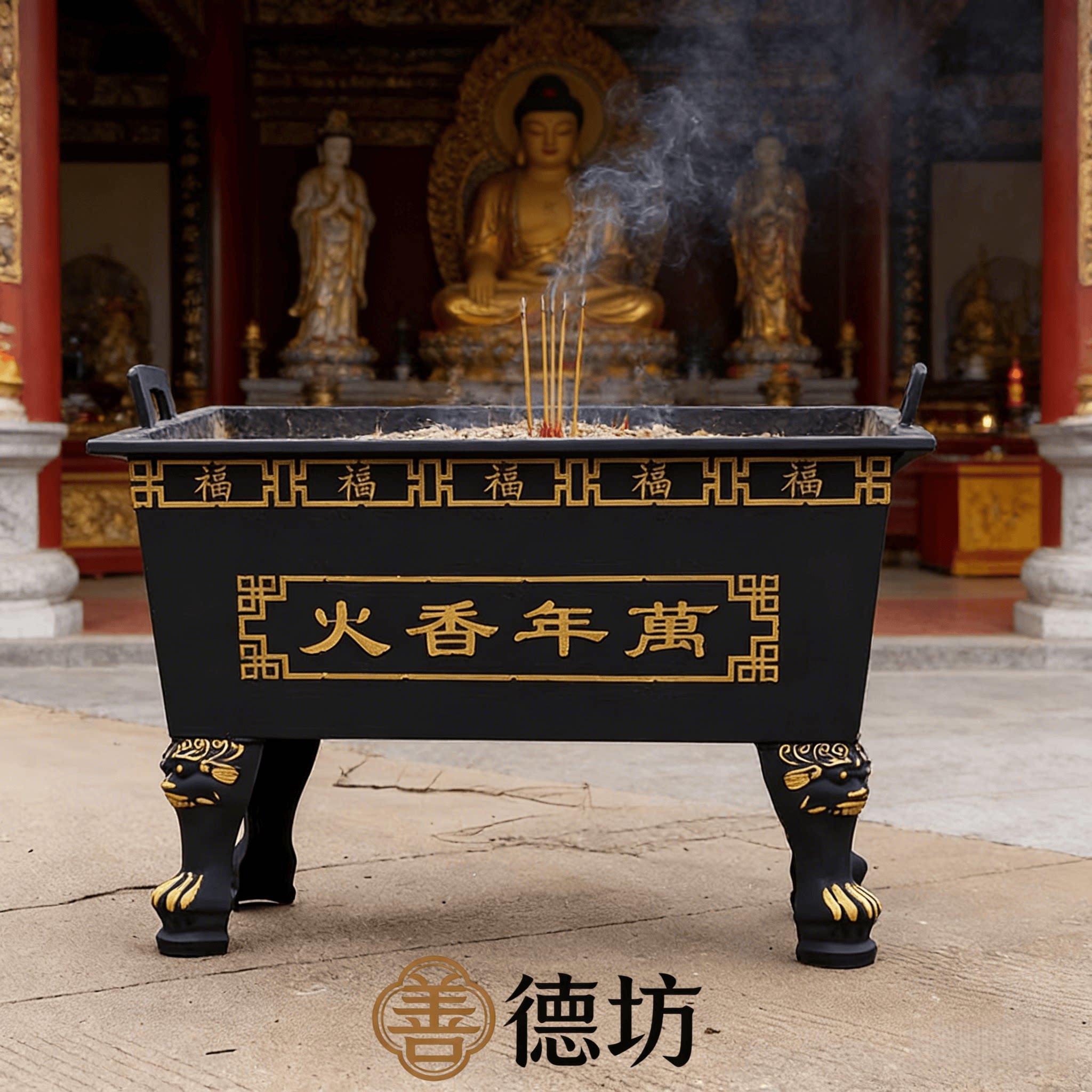 寺庙道观长方形铸铁镀锌板大型香炉合制家用插香祠堂室内外烧香