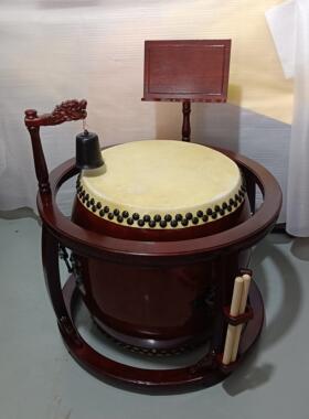 台湾铃鼓寺院牛皮鼓法器帝钟铃子鼓毛皮鼓大殿钟鼓架寺庙大鼓小鼓