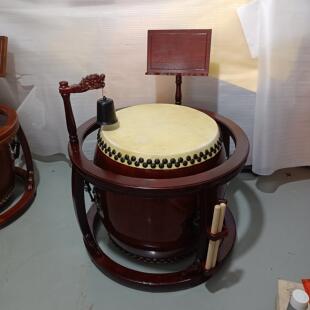 台湾铃鼓寺院牛皮鼓法器帝钟铃子鼓毛皮鼓大殿钟鼓架寺庙大鼓小鼓