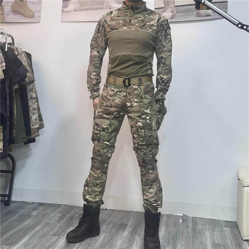 春夏男女战术迷彩长短袖套装蛙服裤休闲防刮耐磨脏工作服透气户外