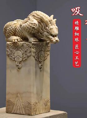 石雕吸水兽家用看门龙生九子雕刻庭院别墅吸金兽蚣蝮门口户外摆件