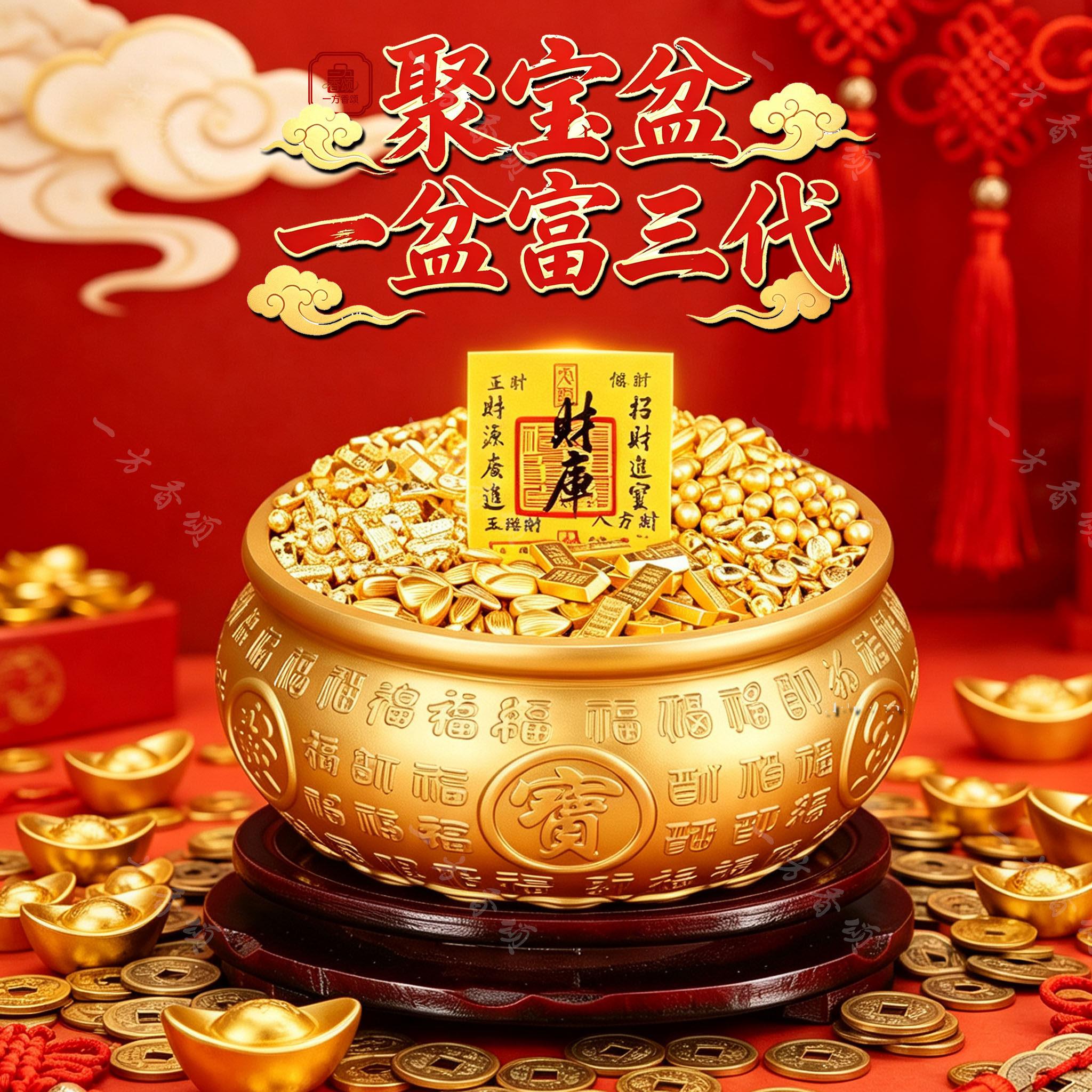 新中式聚宝盆黄铜摆件招财进宝金元宝客厅装饰品店铺开业招财摆件
