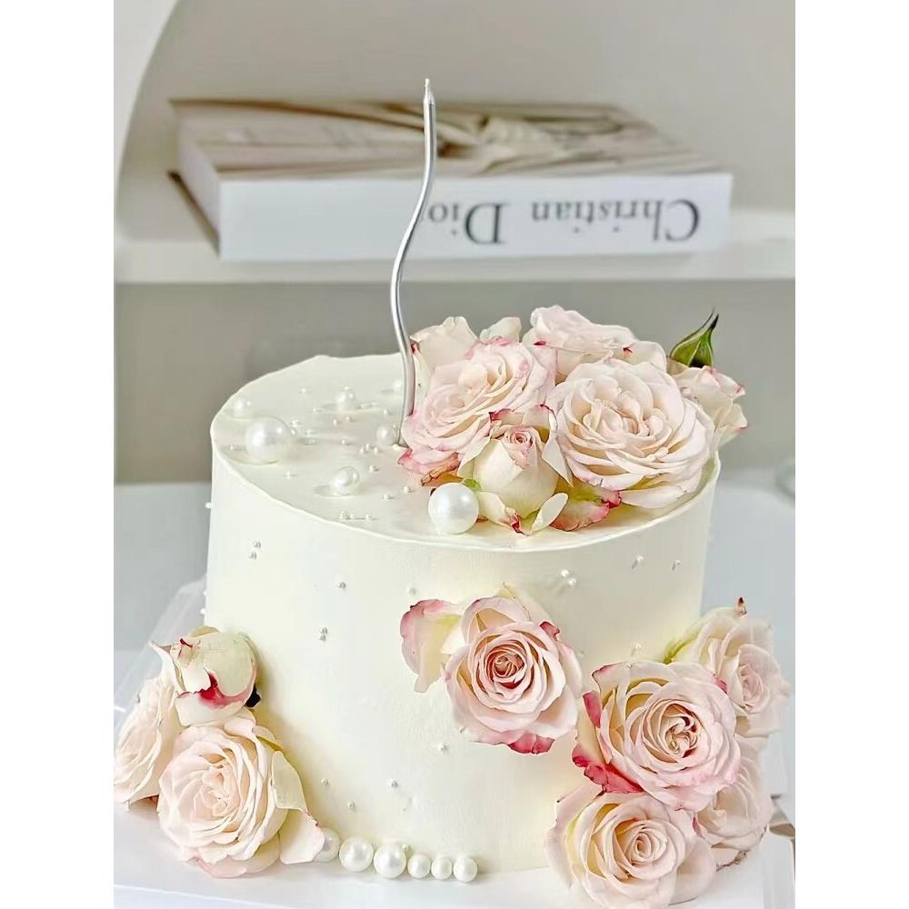 蛋糕模型人造新流行花玫瑰康乃馨生日假蛋糕塑料样品