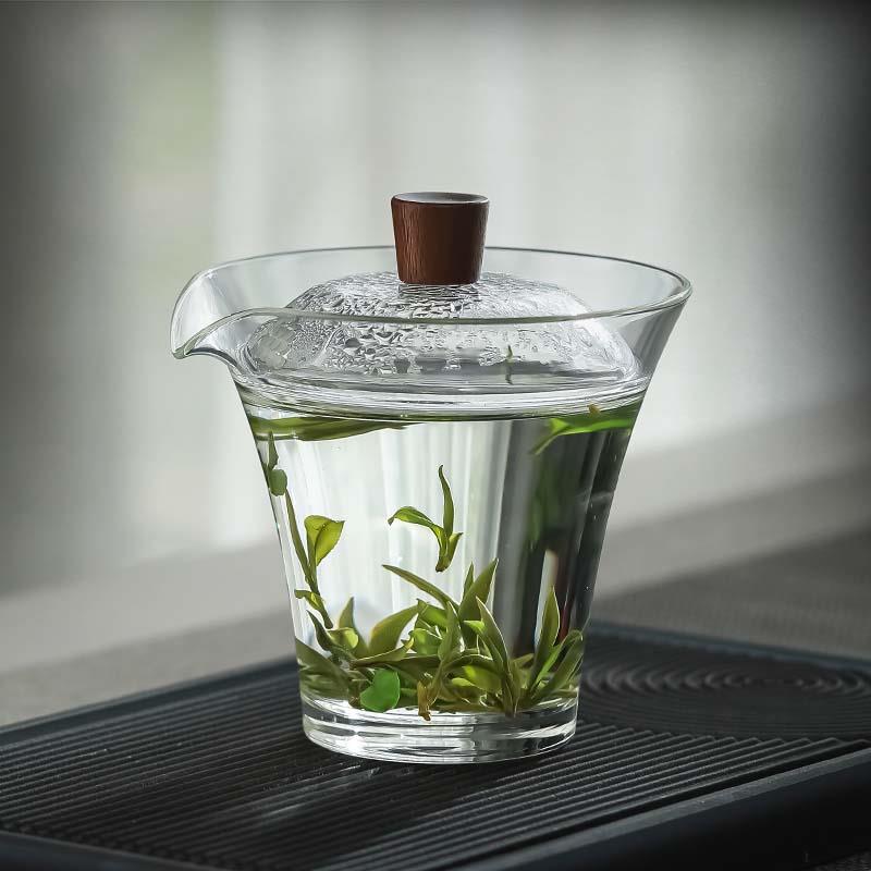 玻璃盖碗泡茶杯单个高档绿茶泡茶器加厚防烫手功夫茶碗带盖子公道