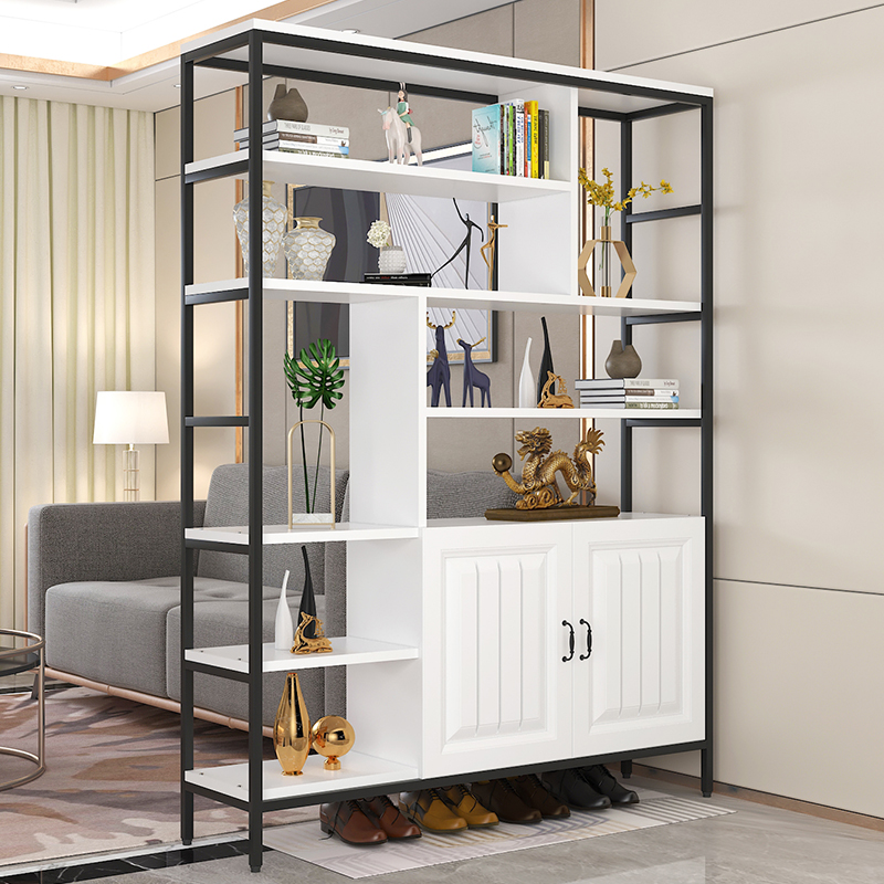 2I客厅入户玄关柜双面屏风落地铁艺置物架简约现代隔断小户型展示