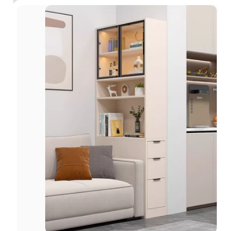 4I定 制 夹缝转角桌边书柜缝隙收纳柜实木儿童书架侧面抽拉窄柜置