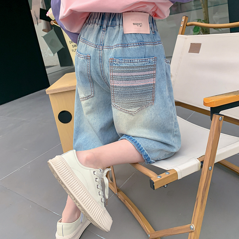 女童牛仔裤2023新款夏装儿童短裤外G穿薄款裤子夏季中Z裤女孩七分