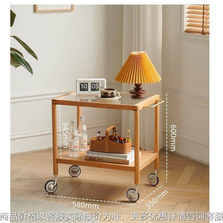 北欧实木沙发边几小户型客厅樱桃木玻璃茶几日式可移动小推车带轮,住宅家具,角几/边几,淘宝优惠券,粉丝福利购,淘宝优惠卷