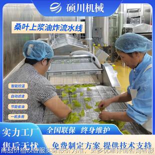 天妇罗翠叶油炸流水线 桑叶自动上浆油炸机 紫苏叶裹浆油炸生产线