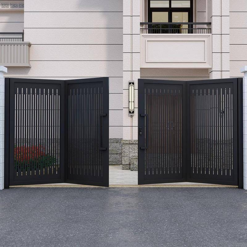 别墅大门庭院门铝合金车库门电动围墙双开大门户外智能悬浮折叠