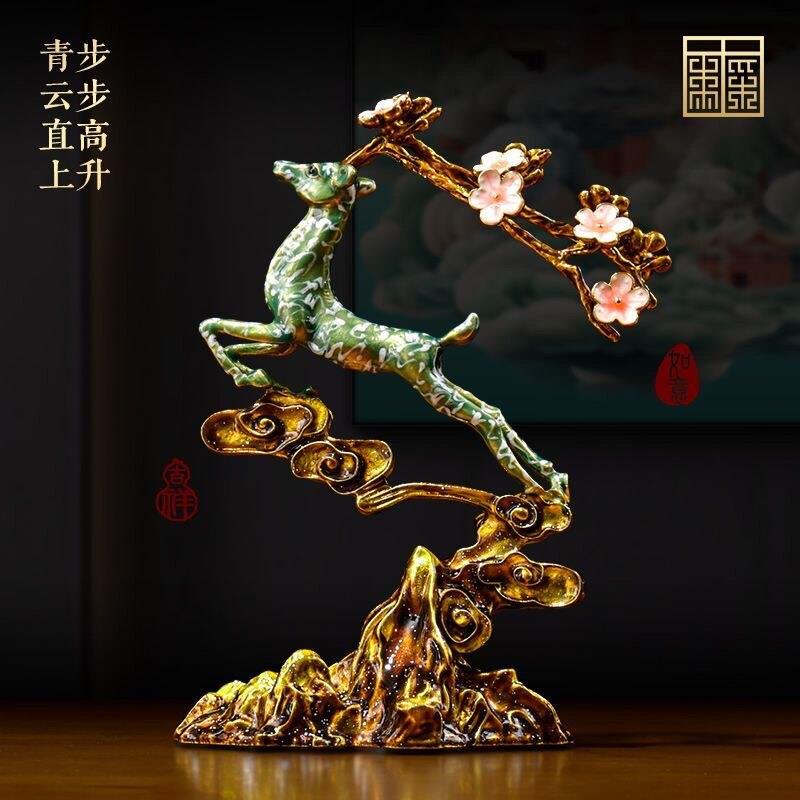 万喜乐珐琅彩福鹿梅花鹿艺术品创意摆件家居客厅书房玄关装饰品礼
