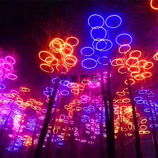 厂家直销 LED彩灯挂件 工程亮化灯串 圣诞树 圆球 发光圈220v直插