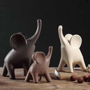 北欧陶瓷大象摆件l客厅电视柜酒柜创意工艺品家居书房装 饰品小摆