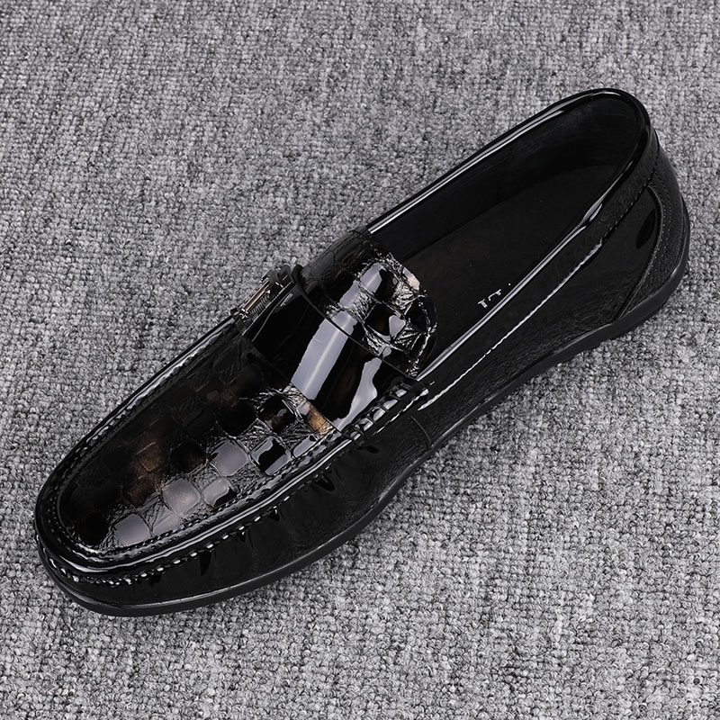 真皮时尚男士亮皮豆豆鞋男2025新款潮流一脚蹬懒人休闲日常驾车鞋