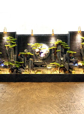 大型水幕b墙流水屏风客厅酒店落地招财假山喷泉庭院景观装饰品摆