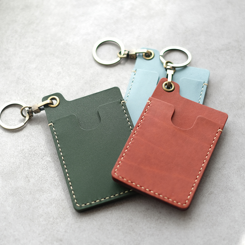 手工真皮卡套男双卡位钥匙扣头层牛皮简约卡包地铁门禁卡套男女士