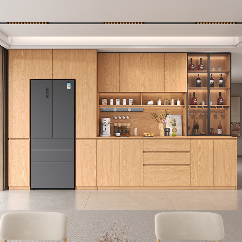 橡木定制嵌入式冰箱柜全实木餐边柜一体靠墙高柜大容量客厅储物柜