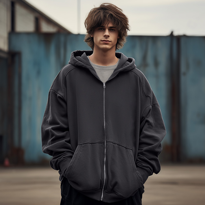 大码开衫卫衣男春秋款美式重磅夹克男生衣服潮牌连帽情侣春季外套