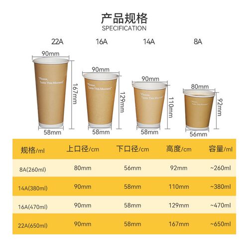 一次性纸杯奶茶杯豆浆杯加厚仿牛皮纸咖啡无塑纸杯带盖杯子