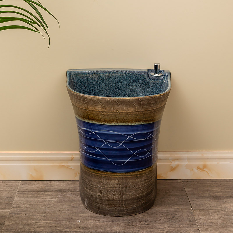 复古中式陶瓷拖把池家用u阳台户外洗拖布池地盆卫生间艺术墩布池