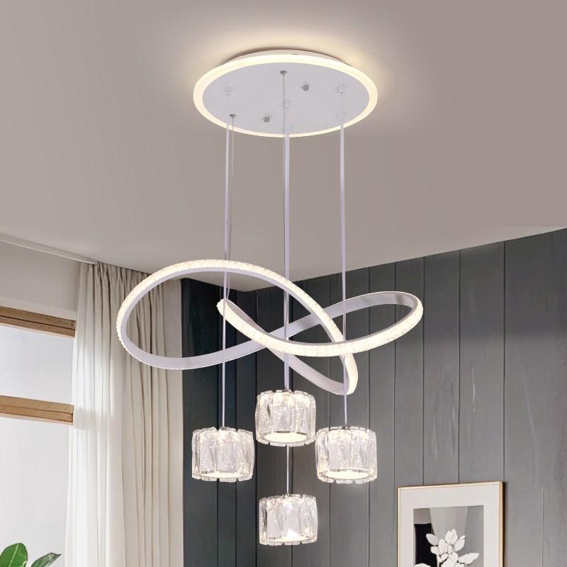 led餐厅灯具现代简约2025年新款饭厅餐桌灯四头大气网红水晶吊灯